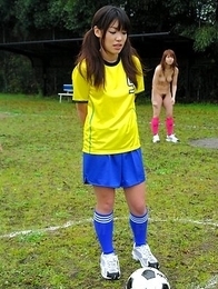 Horny babes playing sexy soccer