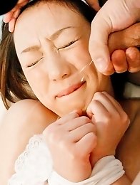 Rina Yuuki Asian is teased with vibrator and gets cum on face